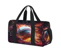 Bolsa deportiva de lona deportiva con diseño de pelota de llamas de béisbol, para niños, niñas, mujeres, hombres, durante la noche, fin de semana, bolsa de viaje para llevar al gimnasio, bolsas de