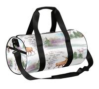 Bolsa deportiva de lona ligera con diseño de ciervo dibujada a mano, para hombres y mujeres (ciervo animal), Ciervo dibujado a mano, 17.6(L) x 9(W) x 9(H) inch