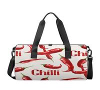Bolsa deportiva de lona ligera para gimnasio, con diseño de chile de acuarela, bolsa de viaje para hombres y mujeres (chile rojo), Chile acuarela, 17.6(L) x 9(W) x 9(H) inch