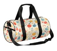 Bolsa deportiva de lona ligera para gimnasio, con diseño de manzanas de dibujos animados, bolsa de viaje para hombres y mujeres (fruta colorida), Manzanas de dibujos animados, 17.6(L) x 9(W) x 9(H)