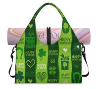 Bolsa deportiva de lona para el día de San Patricio, para mujeres y hombres, con diseño de tréboles felices, bolsa de noche con compartimento para zapatos, bolsa de hombro para yoga, gimnasio, viajes,