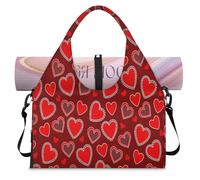 Bolsa deportiva de lona para el día de San Valentín con corazón rojo para mujeres y hombres, bolsa de fin de semana con compartimento para zapatos, bolsa de equipaje para yoga, gimnasio, viajes,