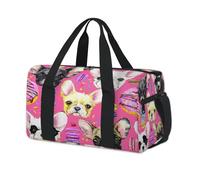 Bolsa deportiva de lona para el fin de semana con diseño de bulldog francés, ideal para viajes, gimnasio, para niños, niñas, niños, mujeres y hombres