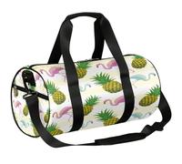 Bolsa deportiva de lona para gimnasio, diseño de flamenco, piña, para entrenamiento, ligera, para fin de semana, viajes, para hombres y mujeres (fruta tropical), Flamenco Piña, 17.6(L) x 9(W) x 9(H)