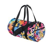 Bolsa deportiva de lona para gimnasio, viajes, bolsa de equipaje, estampado de leopardo en acuarela, para fin de semana, deportes, vacaciones, baile
