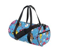 Bolsa deportiva de lona para gimnasio, viajes, color amarillo y rojo, hongos para fin de semana, deportes, vacaciones, baile