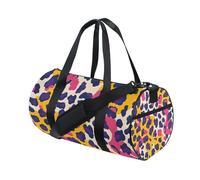 Bolsa deportiva de lona para gimnasio, viajes, equipaje, rosa, amarillo, morado, estampado de leopardo, para fin de semana, deportes, vacaciones, baile, multicolor