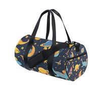 Bolsa deportiva de lona para gimnasio, viajes, naves espaciales, dinosaurios, para fin de semana, deportes, vacaciones, baile, multicolor