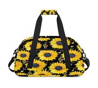 Bolsa deportiva de lona para niños, niñas, niños, mujeres y hombres, 24 L, bolsa de fin de semana, bolsa de noche, bolsa de viaje, gimnasio, baile, girasol, nota musical, color, 24 L, Organizador de