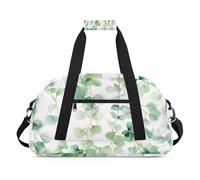 Bolsa deportiva de lona para niños, niñas, niños, mujeres y hombres, 24 L, bolsa de fin de semana, bolsa de noche, bolsa de viaje, gimnasio, baile, patrón de hojas de eucalipto, color, 24 L,