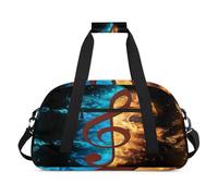 Bolsa deportiva de lona para niños, niñas, niños, mujeres y hombres, 24 L, bolsa de fin de semana, bolsa de noche, bolsa de viaje, gimnasio, baile, nota musical de llama, color, 24 L, Organizador de