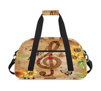 Bolsa deportiva de lona para niños, niñas, niños, mujeres y hombres, 24 L, bolsa de fin de semana, bolsa de noche, bolsa de viaje, gimnasio, baile, girasol, mariposa, nota musical, color, 24 L,