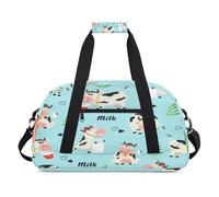 Bolsa deportiva de lona para niños, niñas, niños, mujeres y hombres, 24 L, bolsa de fin de semana, bolsa de noche, bolsa de viaje, gimnasio, baile, bonito patrón de vacas, color, 24 L, Organizador de