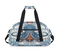 Bolsa deportiva de lona para niños, niñas, niños, mujeres y hombres, 24 L, bolsa de fin de semana, bolsa de noche, bolsa de viaje, gimnasio, baile, bolsa de viaje, gimnasio, baile, pulpo vintage,