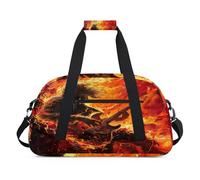 Bolsa deportiva de lona para niños, niñas, niños, mujeres y hombres, 24 L, para fin de semana, para la noche, viajes, gimnasio, baile, música rock, guitarrista ardiente, color, 24 L, Organizador de