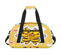Bolsa deportiva de lona para niños, niñas, niños, mujeres y hombres, 24 litros, bolsa de fin de semana, bolsa de viaje, gimnasio, baile, bonita abeja de dibujos animados, color, 24 L, Organizador de