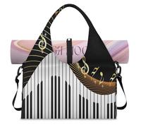 Bolsa deportiva de lona para teclado de piano, para mujeres y hombres, con notas musicales, fin de semana, bolsa de noche con compartimento para zapatos, bolsa de hombro para yoga, gimnasio, viajes,