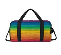 Bolsa deportiva de madera arcoíris con compartimento para zapatos, bolsas de fin de semana, viajes, gimnasio, organizador de equipaje para mujeres, hombres, niños y niñas