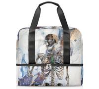 Bolsa deportiva de mármol abstracto de calavera para mujeres, hombres y niños, Kirls Marble Art Weekend Overnight Bags Wet Seperated 21 L Tote Bag for Travel Gym Yoga, color, 21L, Organizador de