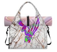 Bolsa deportiva de mármol con compartimento para zapatos, calavera, rosas, mármol, fin de semana, bolsa de equipaje para gimnasio, yoga, viajes, color, L, Bolsa de viaje