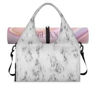 Bolsa deportiva de mármol negro y blanco para mujeres y hombres, bolsa de viaje de fin de semana con compartimento para zapatos, bolsa de hombro para yoga, gimnasio, viajes, color, L, Organizador de
