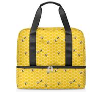 Bolsa deportiva de panal de abeja amarilla para mujeres, hombres y niños, Kirls Funny Bee Weekend Overnight Bags Wet Seperated 21 L Tote Bag for Travel Gym Yoga, color, 21L, Organizador de bolsas