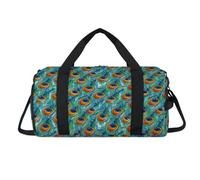 Bolsa deportiva de plumas de pavo real con compartimento para zapatos, estampado de pájaros y pavo real, bolsa de fin de semana, bolsa de viaje para gimnasio, organizador de equipaje para mujeres