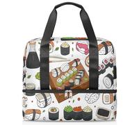 Bolsa deportiva de sushi japonesa para mujeres, hombres y niños, Kirls lindo sushi, fin de semana, bolsas de noche separadas para mojado, bolsa de 21 L para viajes, gimnasio, yoga, color, 21L,