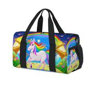 Bolsa deportiva de unicornio y arcoíris, bolsa de lona para fin de semana, bolsa de viaje, gimnasio, bolsa de lona para niños, niñas, niños, mujeres y hombres