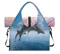 Bolsa deportiva de verano con delfines de mar para mujeres y hombres, delfines de semana, bolsa de noche con compartimento para zapatos, bolsa de hombro para yoga, gimnasio, viajes, color, L,