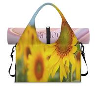 Bolsa deportiva de verano con diseño de girasoles para mujeres y hombres, girasoles florales, bolsa de noche con compartimento para zapatos, bolsa de equipaje para yoga, gimnasio, viajes, color, L,