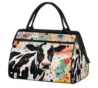 Bolsa deportiva de viaje colorida de vaca manchada para mujeres y hombres, bolsa de lona de gran capacidad, impermeable, para llevar durante la noche, gimnasio, viajes, actividades al aire libre