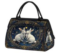 Bolsa deportiva de viaje con conejos espaciales étnicos para mujeres y hombres, bolsa de lona impermeable de gran capacidad para llevar durante la noche, gimnasio, viajes, actividades al aire libre