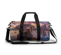 Bolsa deportiva de viaje con estampado artístico de perro labrador negro para hombres y mujeres, Estilo:, 17.7in/9in/9in, MHXYZHW