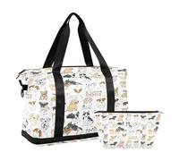 Bolsa deportiva de viaje para el gimnasio, bolsa de viaje para fin de semana, bolsa de noche con bolsillo húmedo para zapatos y neceser, perro doodle, carlino, corgi, golden retriever, husky,