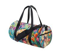 Bolsa deportiva de viaje para gimnasio, bolsa de equipaje, adorable y feliz, perro labrador dorado claro para fin de semana, deportes, vacaciones, baile, multicolor