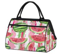 Bolsa deportiva de viaje para gimnasio, bolsa de lona de verano, fruta, sandía, acuarela dulce, patrón de dibujos animados, impermeable, para fin de semana, para hombres y mujeres