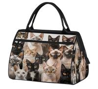 Bolsa deportiva de viaje para gimnasio, bolsa de viaje con divertido patrón de anales hipster, diseño de gatito encantador, impermeable, bolsa de mano para hombre y mujer