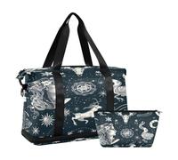Bolsa deportiva de viaje para gimnasio, bolsa de viaje para fin de semana, bolsa de noche con bolsillo húmedo para zapatos y neceser, signos del zodiaco para mujeres y hombres, multicolor