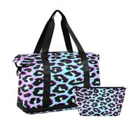 Bolsa deportiva de viaje para gimnasio, bolsa de viaje para fin de semana, bolsa de noche con bolsillo húmedo para zapatos y neceser, estampado de leopardo arcoíris, guepardo, para mujeres y hombres,