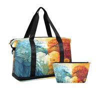 Bolsa deportiva de viaje para gimnasio, bolsa de viaje para fin de semana, bolsa de noche con bolsillo húmedo para zapatos y neceser, color azul y rojo, cara de águila, girasol, para mujeres y