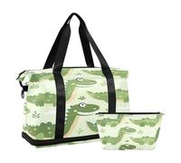Bolsa deportiva de viaje para gimnasio, bolsa de viaje para fin de semana, bolsa de noche con bolsillo húmedo para zapatos y neceser, bonito cocodrilo para mujeres y hombres, multicolor