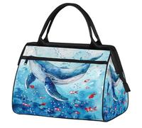 Bolsa deportiva de viaje para gimnasio, diseño de delfines marinos, océano, fantasía, mundo submarino, impermeable, bolsa de mano para hombre y mujer