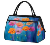 Bolsa deportiva de viaje para gimnasio, diseño de flores de amapola, impermeable, para fin de semana, para hombres y mujeres