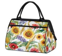 Bolsa deportiva de viaje para gimnasio, diseño de girasoles, amapolas, maíz, impermeable, para fin de semana, para hombres y mujeres