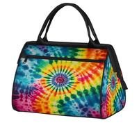 Bolsa deportiva de viaje retro con diseño de remolino arcoíris para mujeres y hombres, bolsa de lona impermeable de gran capacidad, bolsa de transporte para gimnasio, viajes, actividades al aire libre