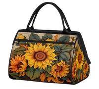 Bolsa deportiva de viaje vintage con girasoles florales para mujeres y hombres, bolsa de lona de gran capacidad, impermeable, bolsa de transporte para gimnasio, viajes, actividades al aire libre