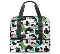 Bolsa deportiva divertida de vaca Dinosa para mujeres, hombres y niños, diseño de vaca Kirls, bolsas de fin de semana, bolsas de noche separadas para mojado, bolsa de mano de 21 L para viajes,