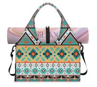Bolsa deportiva étnica bohemia geométrica para mujeres y hombres, bolsa de fin de semana con compartimento para zapatos, bolsa de hombro para yoga, gimnasio, viajes, color, L, Organizador de bolsas