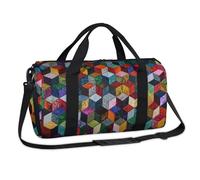 Bolsa deportiva geométrica a cuadros coloridos a cuadros para fin de semana, bolsa de noche, casual, bolsa de viaje, gimnasio, equipaje, bolsa de lona para niños, niñas, niños, mujeres y hombres